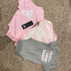 Adidas baby girl onesies. 3 piece set.